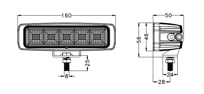 45W(3120Lm) OSRAM LED diodēm Darba lampa ar izkliedēto gaismu, IP68 / IP69K, auksti balta gaisma 5700K