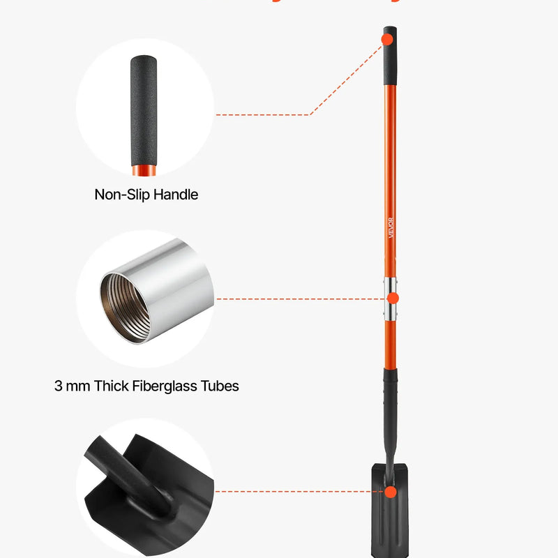 Траншейная лопата 10,4 см Прочное лезвие с фиберглассовой ручкой и нескользящей рукояткой 142,5 см