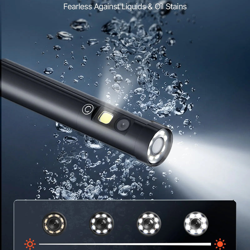 VEVOR trīskāršās kameras endoskops ar apgaismojumu, 5" HD IPS ekrāns, industriālā inspekcijas kamera, 8× tālummaiņa, 5000 mAh akumulators, IP67, 1,5 m kabelis
