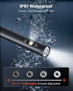 VEVOR trīskāršās kameras endoskops ar apgaismojumu, 5" HD IPS ekrāns, industriālā inspekcijas kamera, 8× tālummaiņa, 5000 mAh akumulators, IP67, 1,5 m kabelis
