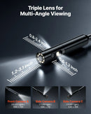 VEVOR trīskāršās kameras endoskops ar 10 m īpaši stingru kabeli, industriālais boreskops ar apgaismojumu, 12,7 cm HD IPS ekrāns, 8 + 2 LED gaismas, 8× tālummaiņa, 5000 mAh akumulators un IP67 ūdensizturība auto diagnostikai un cauruļvadu pārbaudei