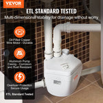 VEVOR saimniecības izlietnes drenāžas sūkņa sistēma 200 W, plūsma līdz 5700 l/h, pacelšanas augstums 5,5 m, 38 mm izplūde, zema trokšņa līmeņa un pret koroziju izturīgs sūknis villām, pagrabiem, veļas mašīnām, izlietnēm un bāriem