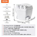 VEVOR saimniecības izlietnes drenāžas sūkņa sistēma 200 W, plūsma līdz 5700 l/h, pacelšanas augstums 5,5 m, 38 mm izplūde, zema trokšņa līmeņa un pret koroziju izturīgs sūknis villām, pagrabiem, veļas mašīnām, izlietnēm un bāriem