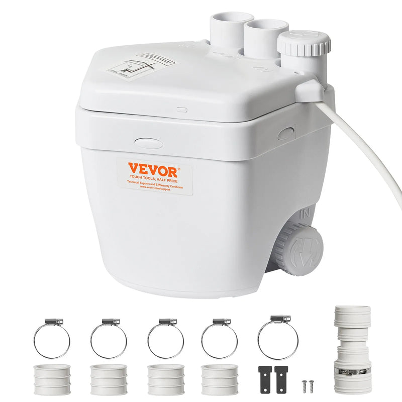 VEVOR saimniecības izlietnes drenāžas sūkņa sistēma 200 W, plūsma līdz 5700 l/h, pacelšanas augstums 5,5 m, 38 mm izplūde, zema trokšņa līmeņa un pret koroziju izturīgs sūknis villām, pagrabiem, veļas mašīnām, izlietnēm un bāriem