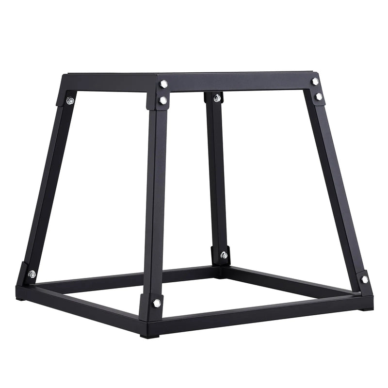 Plyometriskā lecamkaste, 45 cm, tērauda platforma ar neslīdošu virsmu, treniņiem mājās un sporta zālē, melna