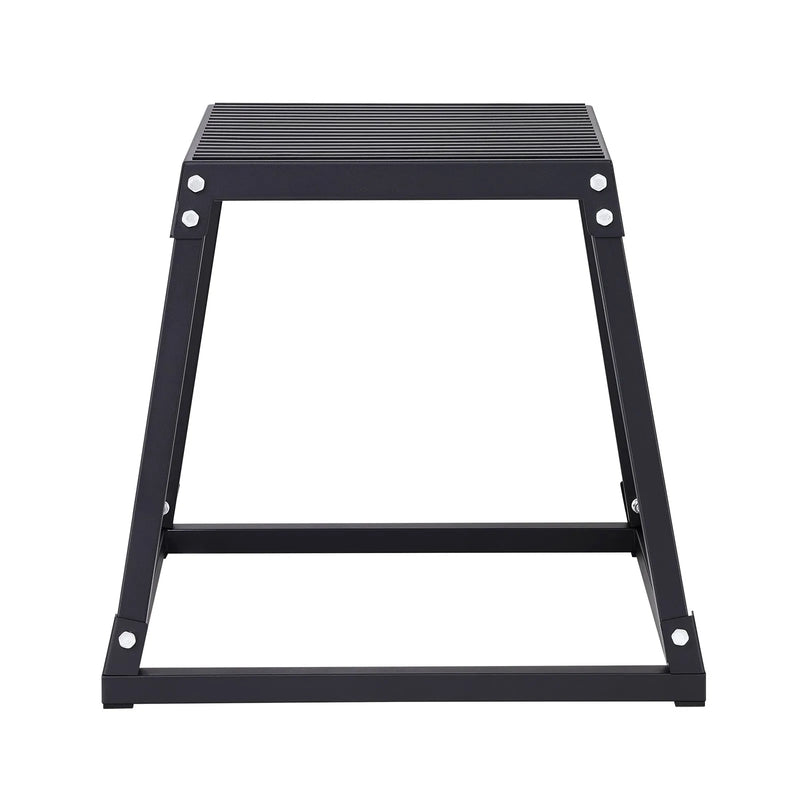 Plyometriskā lecamkaste, 45 cm, tērauda platforma ar neslīdošu virsmu, treniņiem mājās un sporta zālē, melna