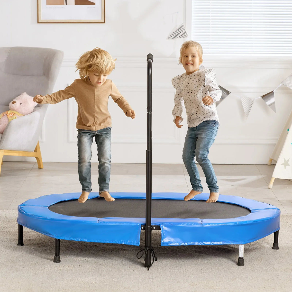 Saliekams bērnu batuts 142 cm mini mazuļiem iekštelpām un ārtelpām