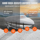 VEVOR Laivu pārsegs, 5180–5790 mm, piekabējams, ūdensdrošs, 600D jūras klases PU Oxford, ar motora pārsegu un sprādžu siksnām, piemērots V-veida, trīsstūrveida, Fish Ski, Runabout, Bass laivām