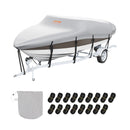 Laivas pārsegs VEVOR 600D, 7010–7310 mm, ūdensizturīgs, pelēks, ar motora pārsegu un siksnām – piemērots V-Hull, Tri-Hull, Fish Ski, Runabout, Bass laivām