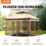 VEVOR Открытая беседка 3,3 x 3,3 м с антимоскитной сеткой, прочным стальным каркасом и покрытием 250D Oxford, идеально подходит для отдыха, вечеринок на открытом воздухе и садовых мероприятий, светло-коричневый