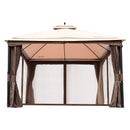 VEVOR Outdoor gazebo 3 x 4 m with mosquito netting and sturdy steel frame and 180 G polyester with PU coating, ideal for relaxation, outdoor parties and garden events, light brown