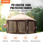 VEVOR Открытая беседка 3 x 4 м с москитной сеткой, прочным стальным каркасом и полиэстером 180 G с полиуретановым покрытием, идеально подходит для отдыха, вечеринок на открытом воздухе и садовых мероприятий, светло-коричневый