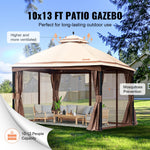 VEVOR Открытая беседка 3 x 4 м с москитной сеткой, прочным стальным каркасом и полиэстером 180 G с полиуретановым покрытием, идеально подходит для отдыха, вечеринок на открытом воздухе и садовых мероприятий, светло-коричневый