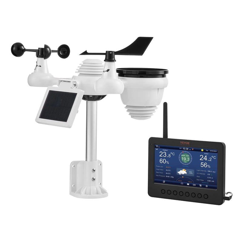 7 in 1 Wi-Fi laika stacijas ar bezvadu āra sensoru un 178 mm TFT displeju