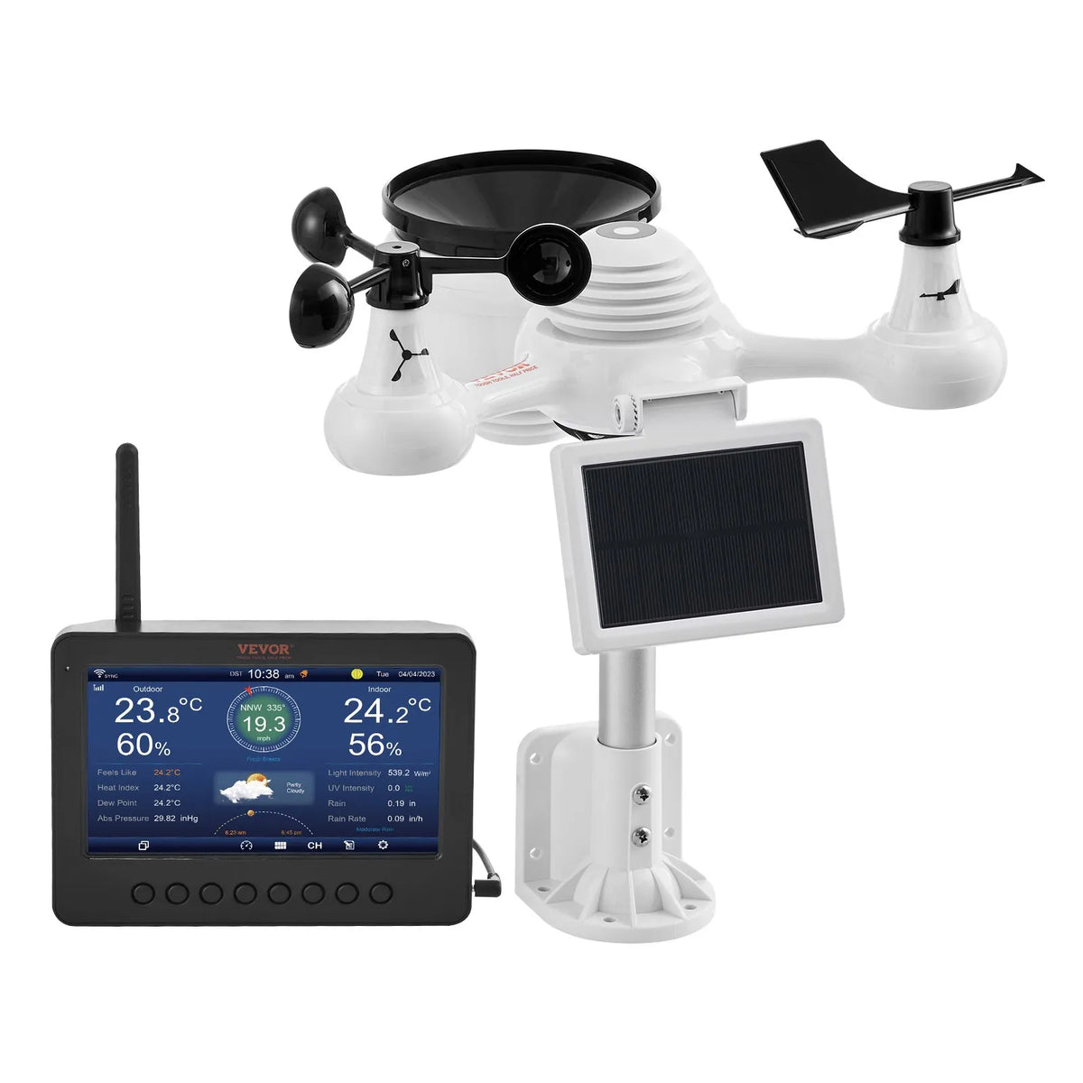 7 in 1 Wi-Fi laika stacijas ar bezvadu āra sensoru un 178 mm TFT displeju
