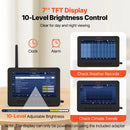 7 in 1 Wi-Fi laika stacijas ar bezvadu āra sensoru un 178 mm TFT displeju
