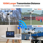 7 in 1 Wi-Fi laika stacijas ar bezvadu āra sensoru un 178 mm TFT displeju