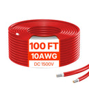 VEVOR saules paneļu pagarinājuma kabelis 30,48 m, 6 mm² / 10 AWG, IP67 ūdensizturīgs PV kabelis mājas, kuģu un kemperu saules paneļiem, sarkans