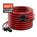VEVOR 9,14 m saules paneļu pagarinājuma kabeļu komplekts, 6 mm² PV kabeļi ar ūdensizturīgiem savienotājiem, melns un sarkans, paredzēti mājas, kuģu un kemperu saules paneļiem (2 gab.)