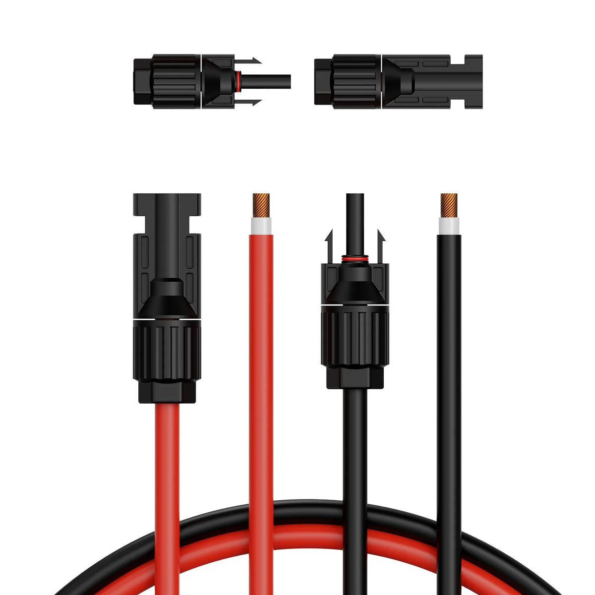 VEVOR 15,24 m saules paneļu pagarinājuma kabeļu komplekts, 6 mm² PV kabeļi ar ūdensizturīgiem savienotājiem, melns un sarkans, paredzēti mājas, kuģu un kemperu saules paneļiem (2 gab.)