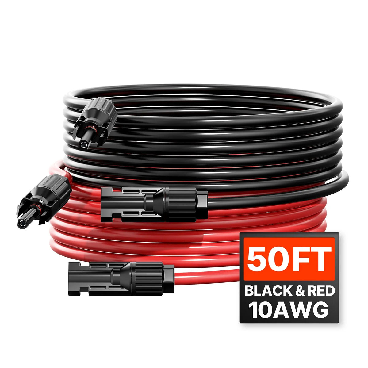 VEVOR 15,24 m saules paneļu pagarinājuma kabeļu komplekts, 6 mm² PV kabeļi ar ūdensizturīgiem savienotājiem, melns un sarkans, paredzēti mājas, kuģu un kemperu saules paneļiem (2 gab.)