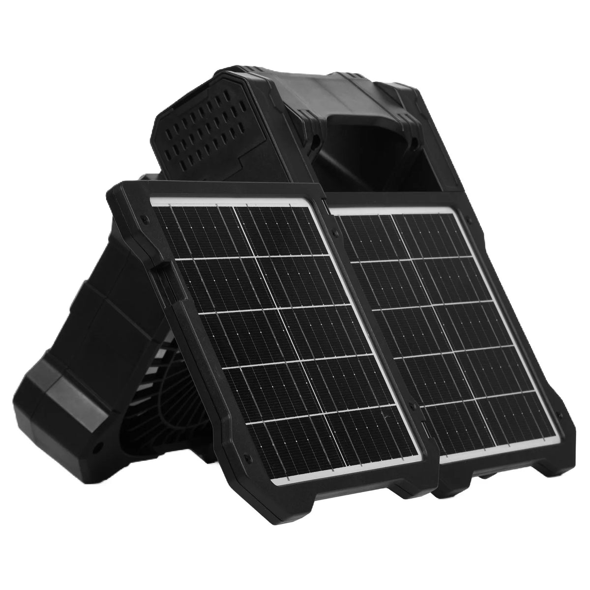 VEVOR uzlādējams saules ventilators 20 000 mAh ar LED laternu, 20 cm pārnēsājams bezvadu ventilators ar 7 W salokāmu saules paneli, 5 ātrumi, taimeris, kluss, USB barošana kempingam, teltij un darbam