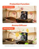 VEVOR uzlādējams saules ventilators 20 000 mAh ar LED laternu, 20 cm pārnēsājams bezvadu ventilators ar 7 W salokāmu saules paneli, 5 ātrumi, taimeris, kluss, USB barošana kempingam, teltij un darbam