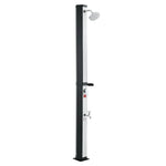 VEVOR 35 l ar sauli apsildāma āra duša ar 195 cm dušas galvas augstumu, brīvi stāvoša, ar kāju krānu un ziepju plauktu, karstā un aukstā ūdens regulēšana, piemērota dārzam, baseinam un pludmalei, melna/sudraba