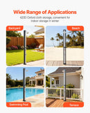 VEVOR 35 l ar sauli apsildāma āra duša ar 195 cm dušas galvas augstumu, brīvi stāvoša, ar kāju krānu un ziepju plauktu, karstā un aukstā ūdens regulēšana, piemērota dārzam, baseinam un pludmalei, melna/sudraba