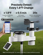 7-in-1 Wi-Fi laika apstākļu stacija ar 177,8 mm TFT displeju, bezvadu saules sensoru, nokrišņu mērītāju, vēja ātruma un virziena, temperatūras, mitruma un nokrišņu uzraudzību iekštelpās un āra apstākļos