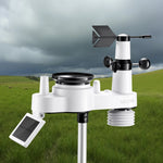 7-in-1 Wi-Fi laika apstākļu stacija ar 177,8 mm TFT displeju, bezvadu saules sensoru, nokrišņu mērītāju, vēja ātruma un virziena, temperatūras, mitruma un nokrišņu uzraudzību iekštelpās un āra apstākļos