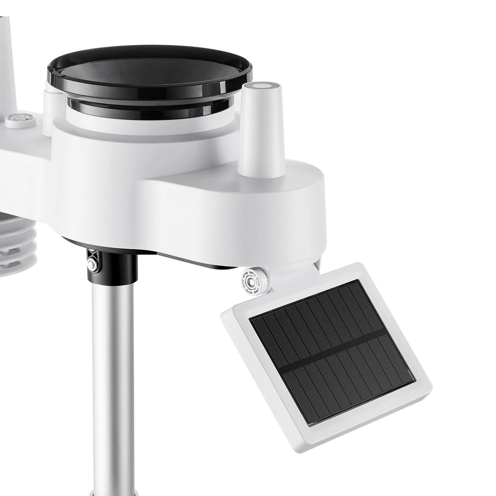 7-in-1 bezvadu laika aostākļu stacija ar 190,5 mm VA displeju, saules enerģijas āra sensoru, nokrišņu mērītāju, temperatūras, mitruma, vēja ātruma un virziena uzraudzību iekštelpās un āra apstākļos (bez Wi-Fi)
