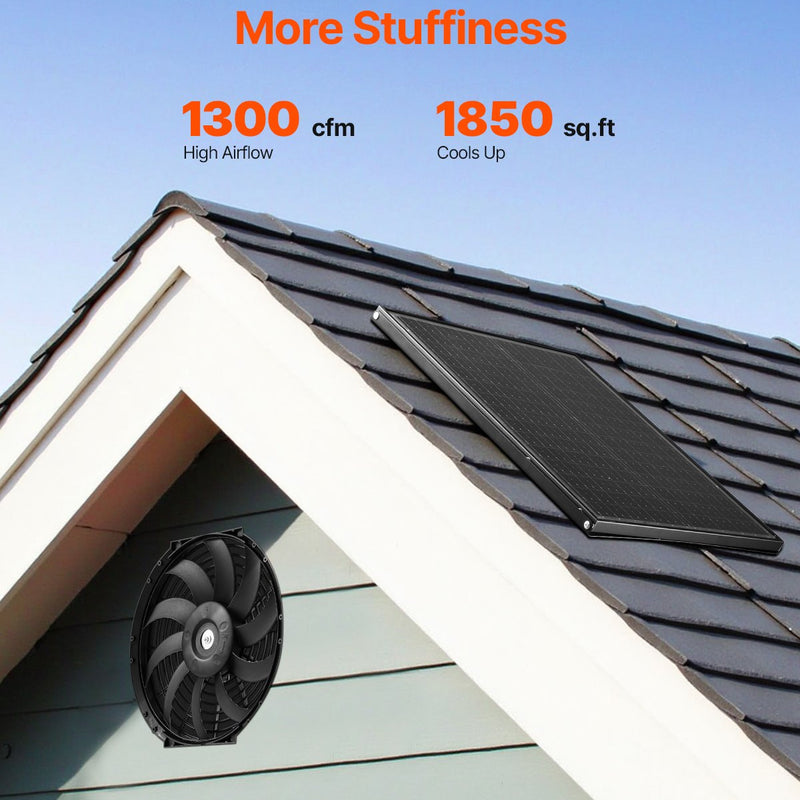 VEVOR 30 cm sienas stiprināmais bēniņu ventilators, 2210 m³/h, ar regulējamu termostatu