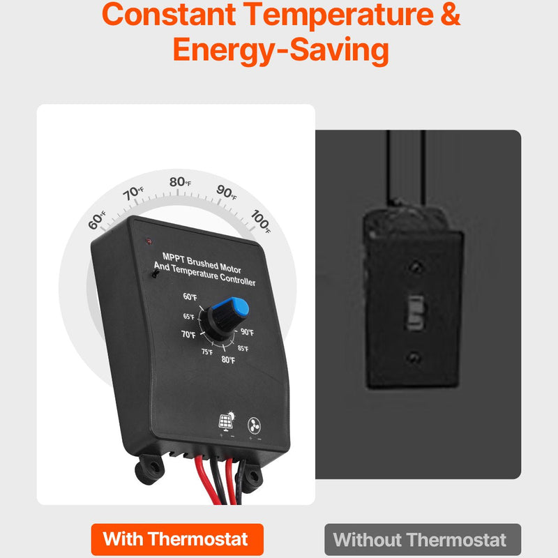 VEVOR 30 cm sienas stiprināmais bēniņu ventilators, 2210 m³/h, ar regulējamu termostatu