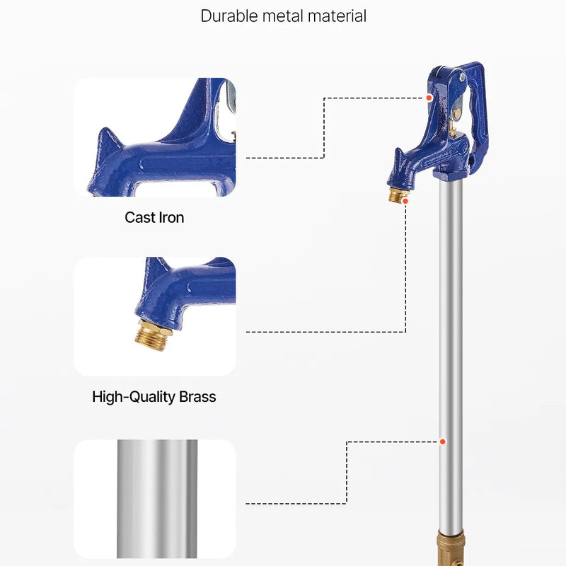 VEVOR salizturīgs dārza hidrants 1 m garums, 30 cm ierokamais dziļums, izturīgs čuguns