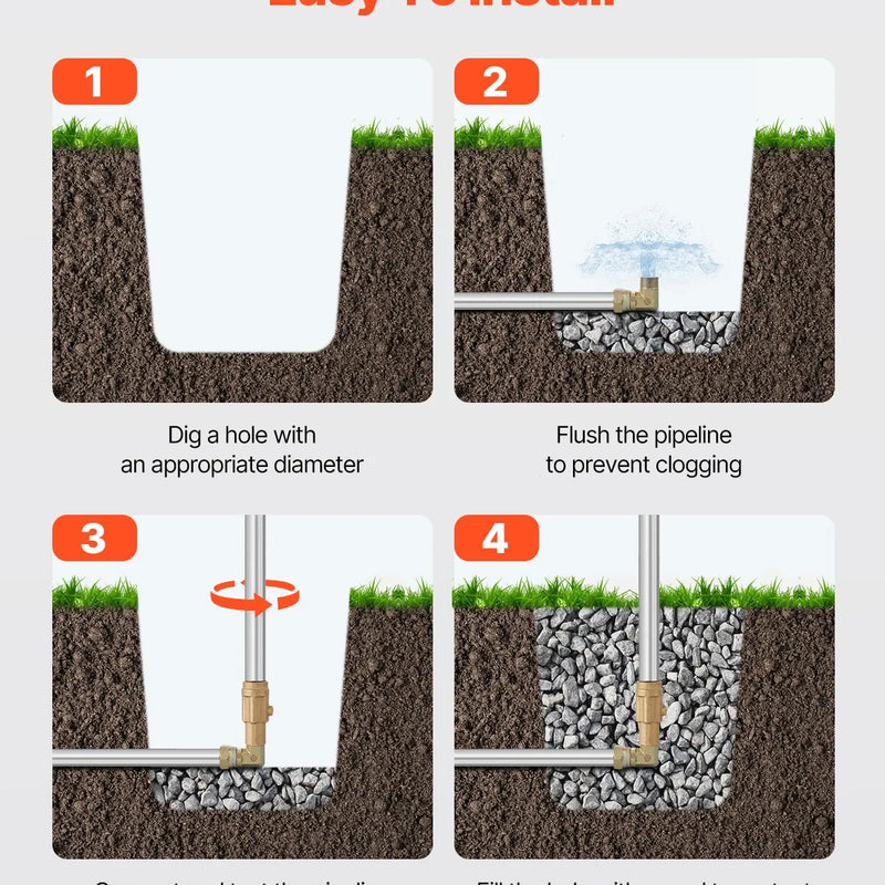 VEVOR salizturīgs dārza hidrants 1 m garums, 30 cm ierokamais dziļums, izturīgs čuguns