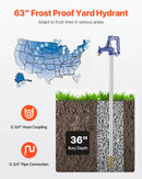 VEVOR salaizturīgs dārza ūdens krāns, 160 cm garums, 91 cm ierakuma dziļums, čuguna korpuss