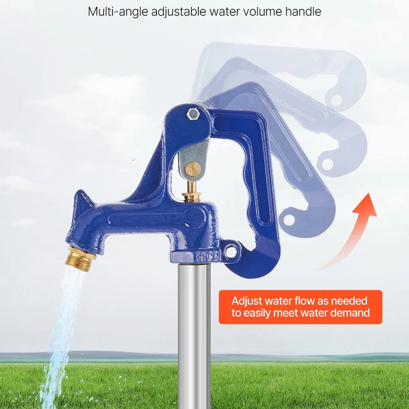 VEVOR salaizturīgs dārza ūdens krāns, 160 cm garums, 91 cm ierakuma dziļums, čuguna korpuss