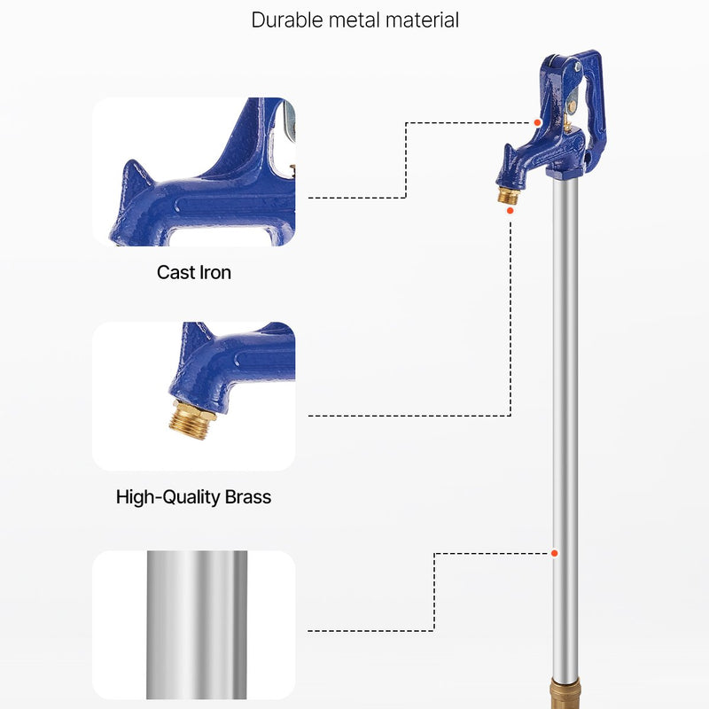 VEVOR salizturīgs dārza hidrants 1,3 m garums, 61 cm ierokamais dziļums, izturīgs čuguns