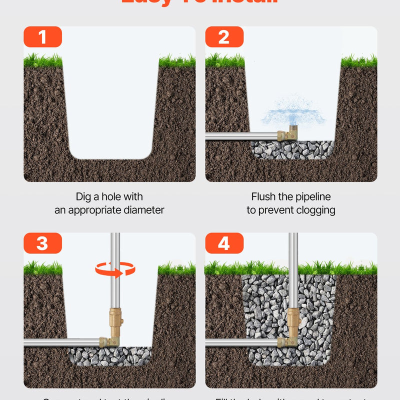 VEVOR salizturīgs dārza hidrants 1,3 m garums, 61 cm ierokamais dziļums, izturīgs čuguns