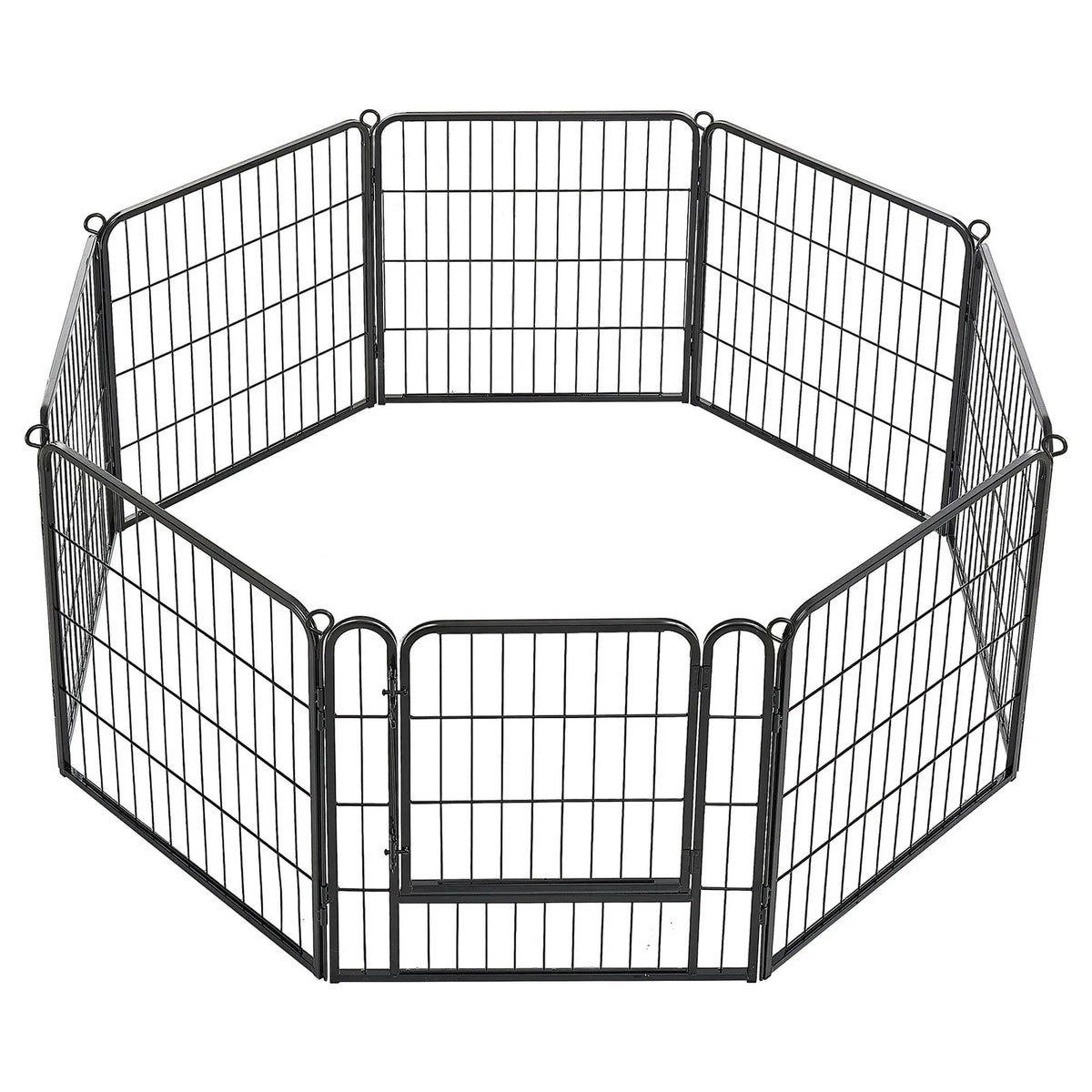 VEVOR saliekams metāla voljērs ar durvīm, 61 cm, 8 paneļi, melns