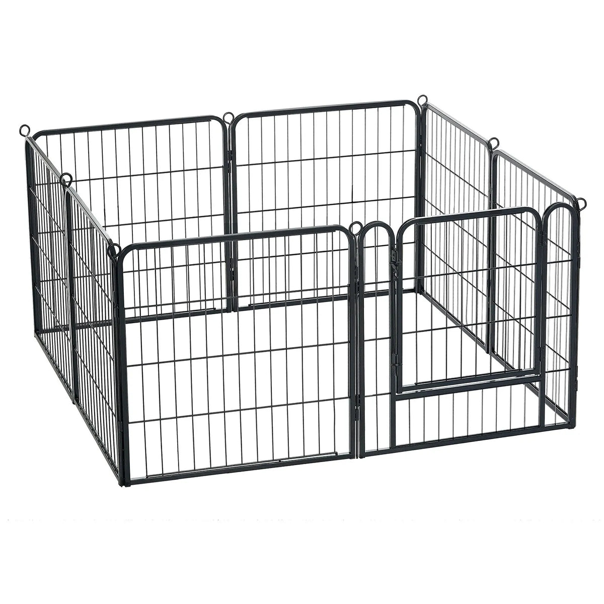 VEVOR saliekams metāla voljērs ar durvīm, 61 cm, 8 paneļi, melns