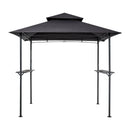 Grila nojume, 2,43 × 1,5 m āra BBQ nojume ar divslāņu jumtu, pulverkrāsota tērauda terases nojume ar 2 sānu plauktiem un 8 āķiem, grilēšanas nojume terasei, pagalmam, dārzam vai piknikam