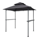 Grila nojume, 2,43 × 1,5 m āra BBQ nojume ar divslāņu jumtu, pulverkrāsota tērauda terases nojume ar 2 sānu plauktiem un 8 āķiem, grilēšanas nojume terasei, pagalmam, dārzam vai piknikam