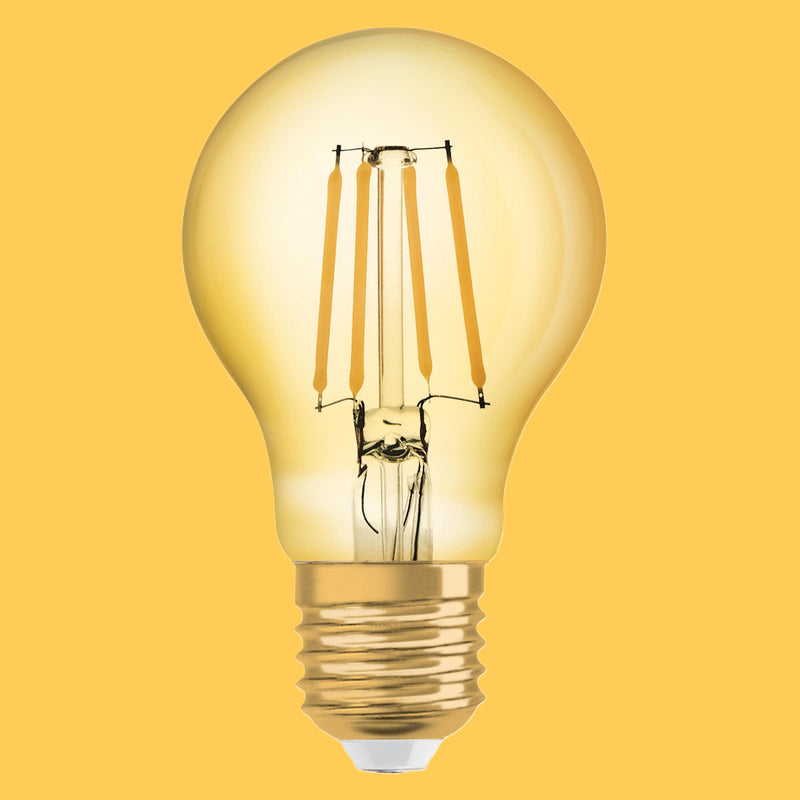 E27 6.5W(650Lm) LED OSRAM spuldze Filament VINTAGE 1906, IP20, silti balta gaisma 2400K