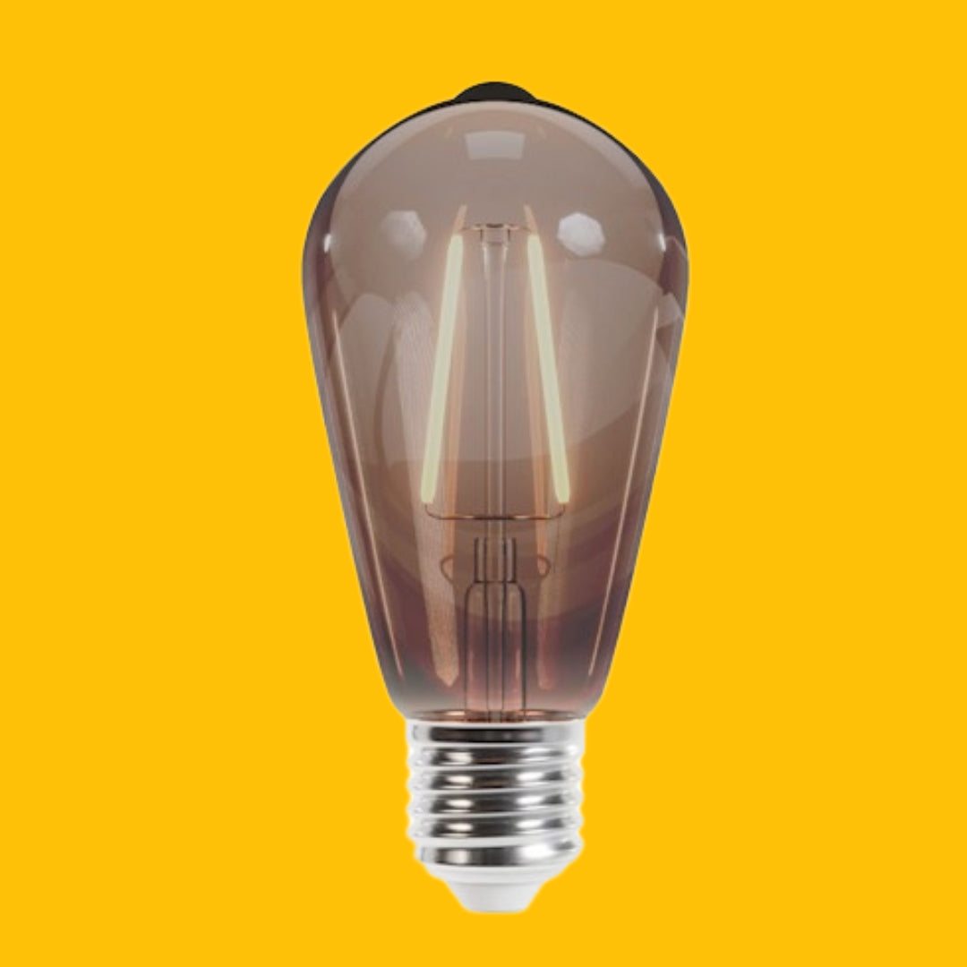 E27 4W(400Lm) LED Filament bulb, ST64, IP20, цвет дыма, теплый белый свет 2000K