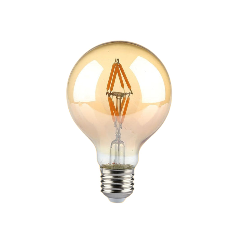 E27 4W(400Lm) LED Spuldze Filament AMBER, G80, V-TAC, silti balta gaisma 2200K