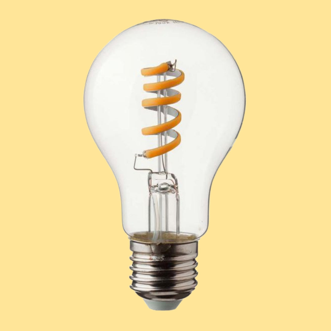 E27 4W(300Lm) LED-lampa Filament spiral, V-TAC, A60, IP20, varmvitt ljus 3000K