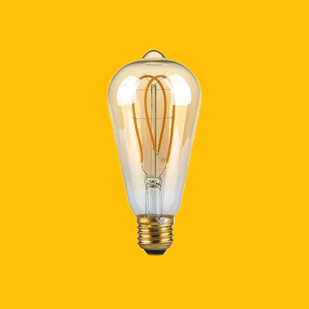 E27 4.8W(300Lm) LED Spuldze Filament AMBER, ST64, V-TAC, silti balta gaisma 1800K