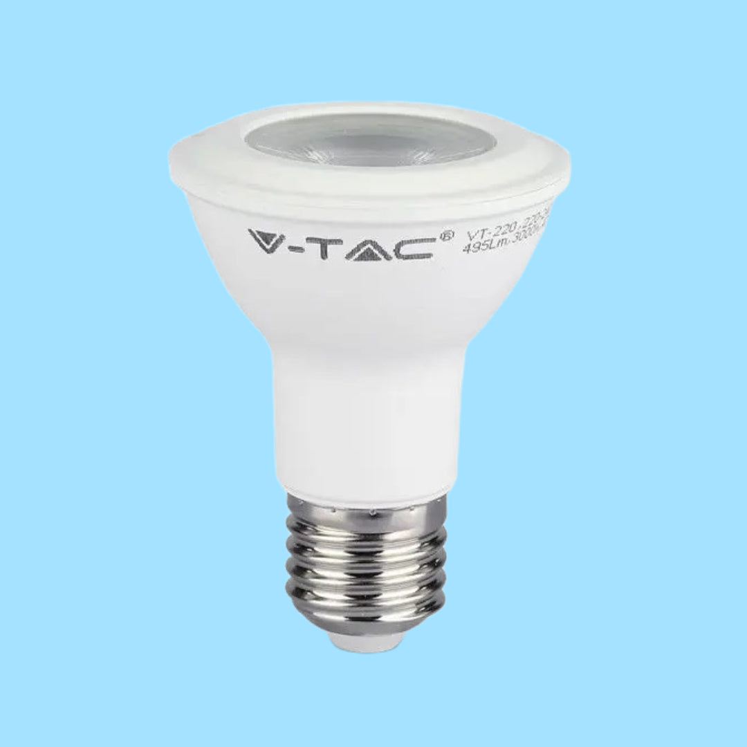 E27 5.8W(425Lm) LED Spuldze V-TAC SAMSUNG, PAR20, IP20, auksti balta gaisma 6500K